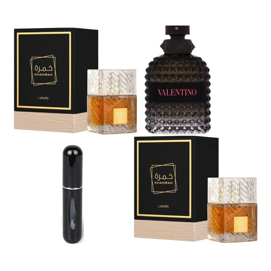 2 UNID KHAMRAHESTUCE+VALENTINOBOR+PERFUM
